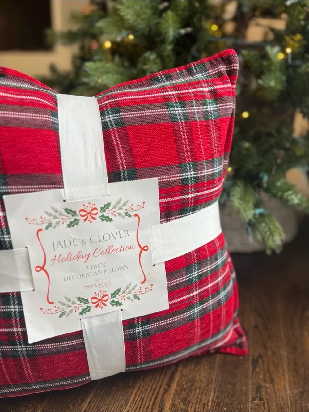 Red Plaid Holiday Decorative Pillow - 2 Pack
